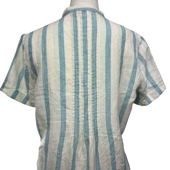 Faherty Gemini 100% Linen Shift Dress Size XS Stripes Pleats Pockets Stripped - Picture 8 of 11